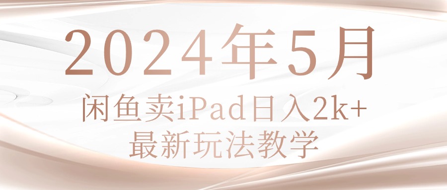 （10459期）2024年5月闲鱼卖ipad日入2k，最新玩法教学-全有网创