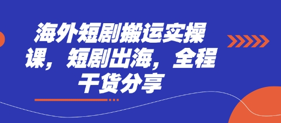 海外短剧搬运实操课，短剧出海，全程干货分享-全有网创