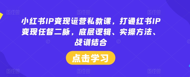 小红书IP变现运营私教课，打通红书IP变现任督二脉，底层逻辑、实操方法、战训结合-全有网创