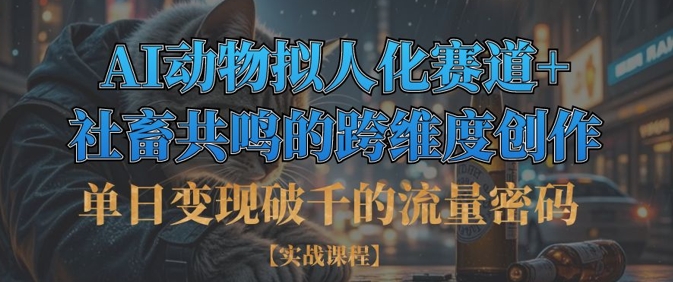 单日变现破千的流量密码，AI动物拟人化赛道+社畜共鸣的跨维度创作-全有网创