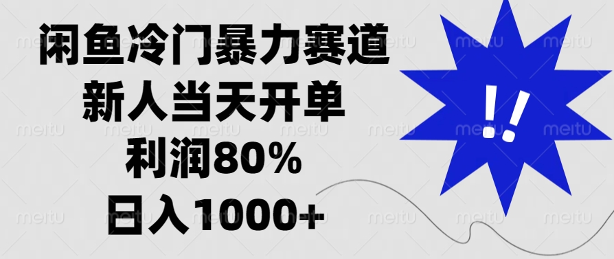 闲鱼冷门暴力赛道，新人当天开单，利润80%，日入1000+-全有网创