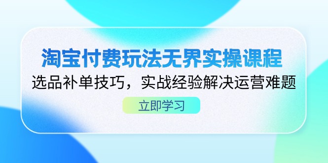 （14344期）淘宝付费玩法无界实操课程，选品补单技巧，实战经验解决运营难题-全有网创