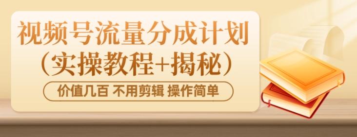 价值几百上千不用剪辑简单操作视频号流量分成计划(实操教程+揭秘)-全有网创