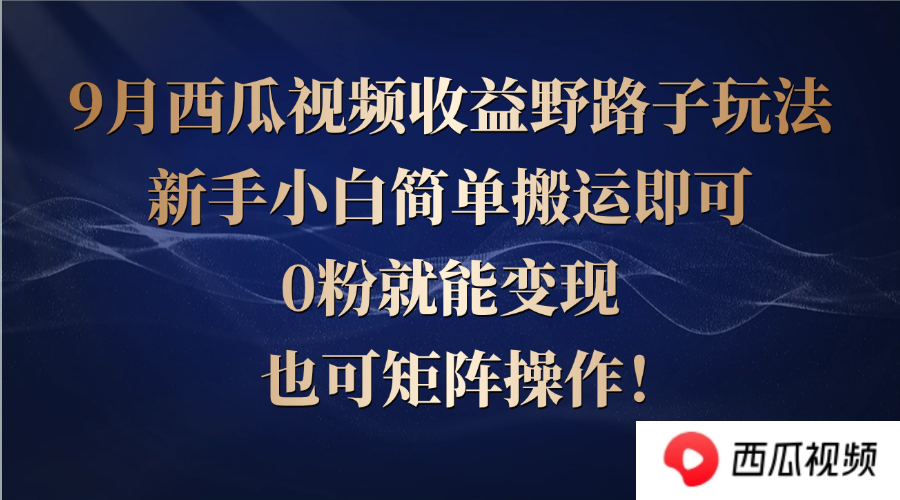 西瓜视频收益野路子玩法，新手小白简单搬运即可，0粉就能变现，也可矩…-全有网创