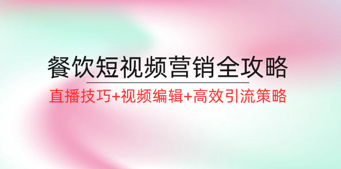 餐饮短视频营销全攻略：直播技巧+视频编辑+高效引流策略-全有网创