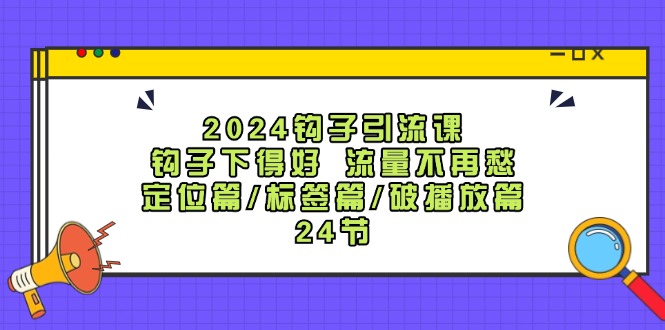 2024钩子引流课：钩子下得好流量不再愁，定位篇/标签篇/破播放篇/24节-全有网创