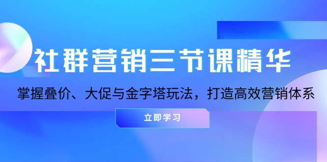社群营销三节课精华：掌握叠价、大促与金字塔玩法，打造高效营销体系-全有网创