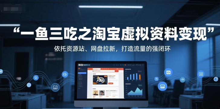 一鱼三吃之淘宝虚拟资料变现，依托资源站、网盘拉新，打造流量的强闭环-全有网创