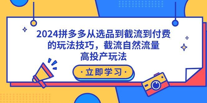 2024拼多多从选品到截流到付费的玩法技巧，截流自然流量玩法，高投产玩法-全有网创