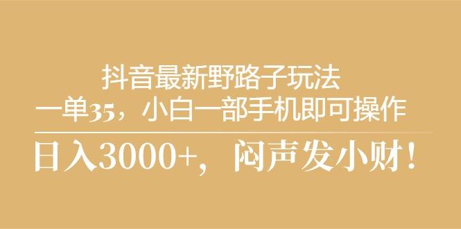抖音最新野路子玩法，一单35，小白一部手机即可操作，，日入3000+，闷…-全有网创