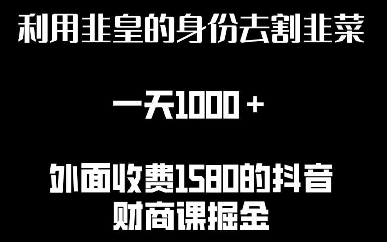 利用非皇的身份去割韭菜，一天1000+(附详细资源)【揭秘】-全有网创