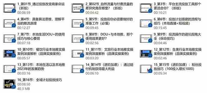 本地同城推核心方法论，本地同城投放技巧快速掌握运营核心(19节课)-全有网创