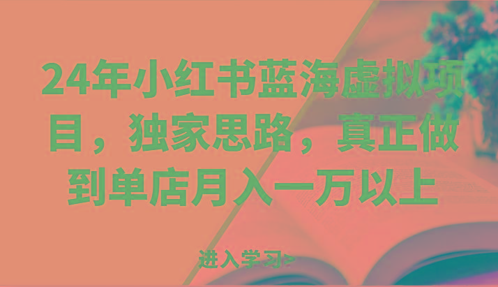 24年小红书蓝海虚拟项目，独家思路，真正做到单店月入一万以上。-全有网创