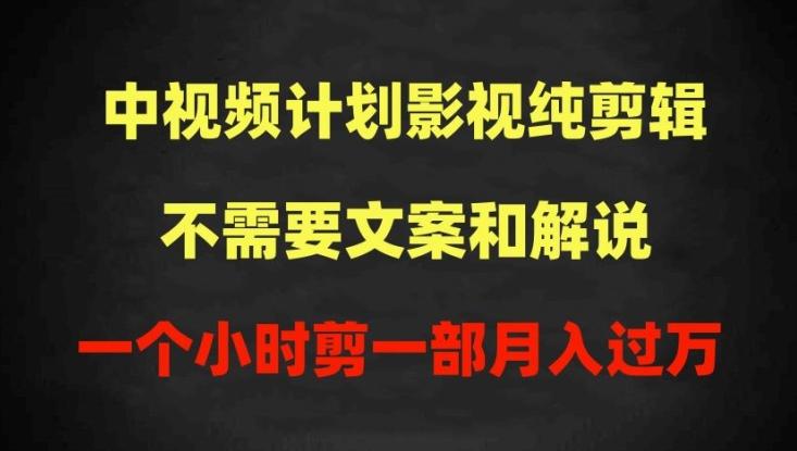 中视频计划影视纯剪辑，不需要文案和解说，一个小时剪一部，100%过原创月入过万【揭秘】-全有网创