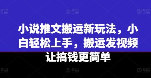 小说推文搬运新玩法，小白轻松上手，搬运发视频让搞钱更简单-全有网创