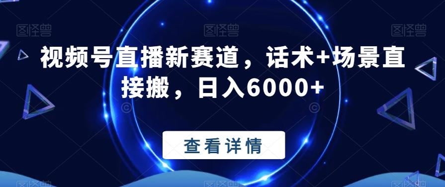 视频号直播新赛道，话术+场景直接搬，日入6000+-全有网创