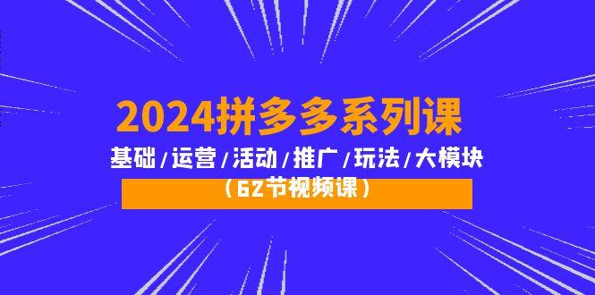 (10019期)2024拼多多系列课：基础/运营/活动/推广/玩法/大模块(62节视频课)-全有网创