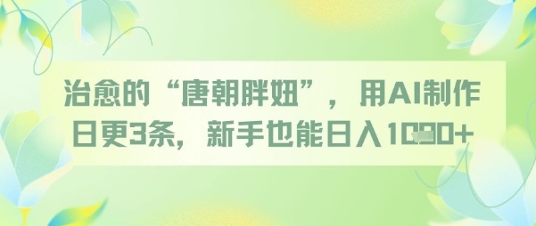 治愈的“唐朝胖妞”，用AI制作日更3条，新手也能日入多张-全有网创