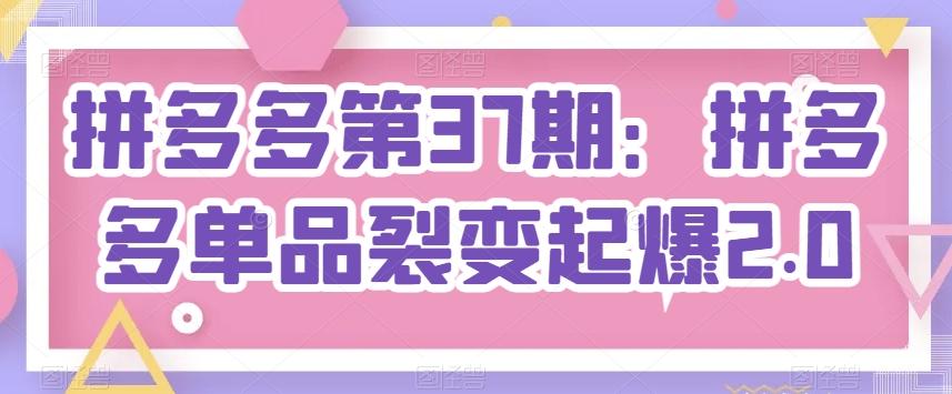拼多多第37期：拼多多单品裂变起爆2.0-全有网创