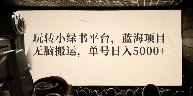 玩转小绿书平台，蓝海项目，无脑搬运，单号日入5000+-全有网创
