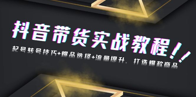 抖音带货实战教程：起号转号技巧+爆品选择+流量提升，打造爆款商品-全有网创