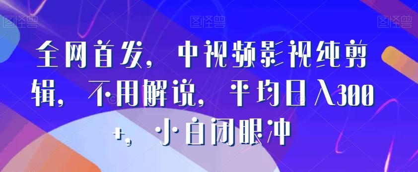 全网首发，中视频影视纯剪辑，不用解说，平均日入300+，小白闭眼冲-全有网创