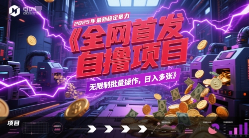 全网首发，2025年最新稳定暴力全自动自撸项目，无限制批量操作，日入多张【揭秘】-全有网创
