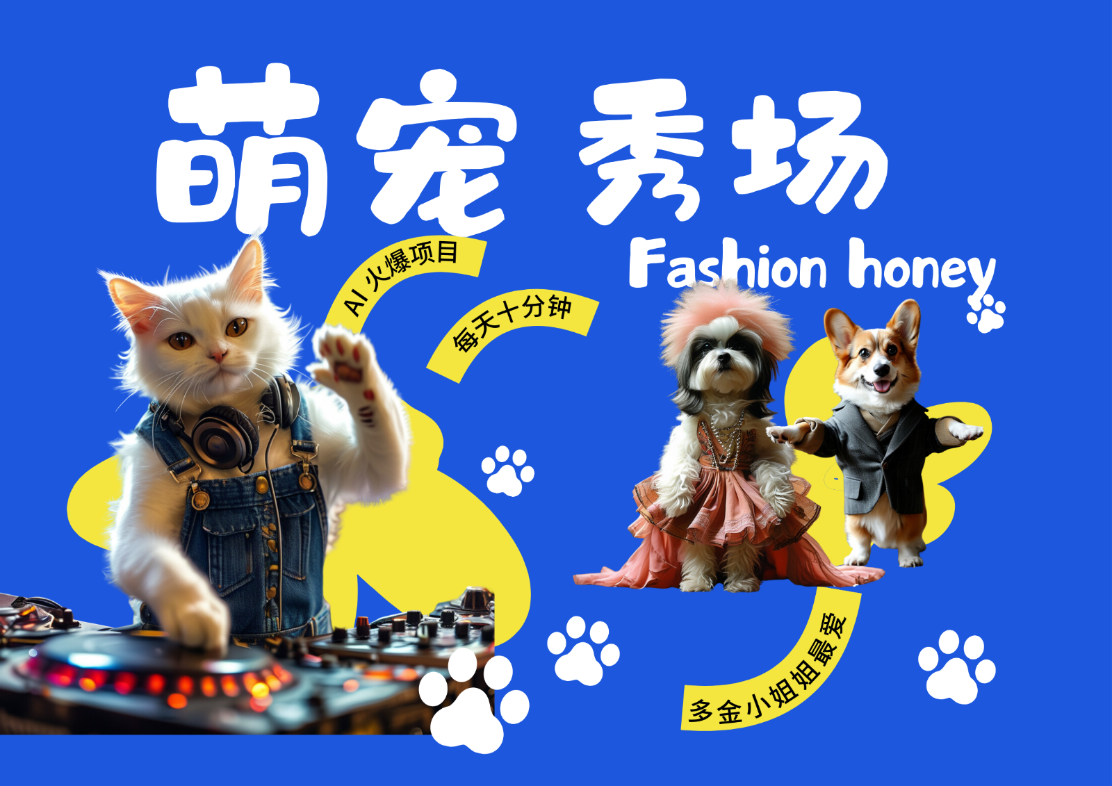 酷飒动物跳舞走秀 时尚喵FASHION汪 多金小姐姐最爱的 轻松月入破W-全有网创