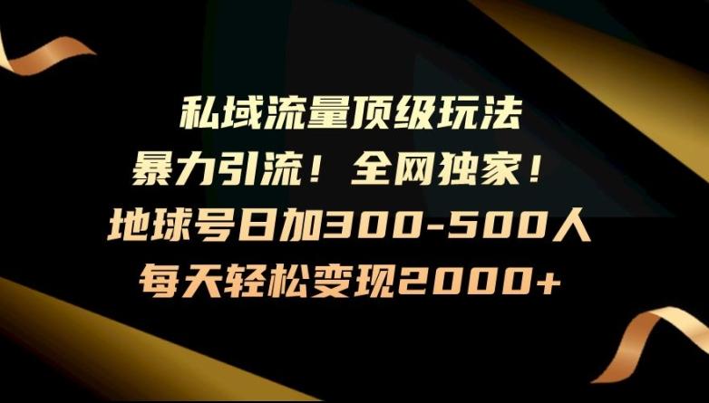 暴力引流，全网独家，地球号日加300-500人，私域流量顶级玩法，每天轻松变现2000+-全有网创