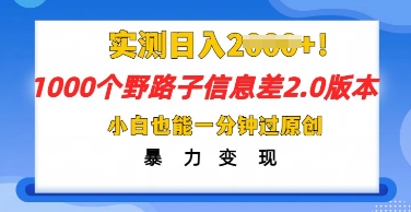 2025抖音1000个野路子信息差最新玩法,一分钟过原创,暴力变现月入几k-全有网创