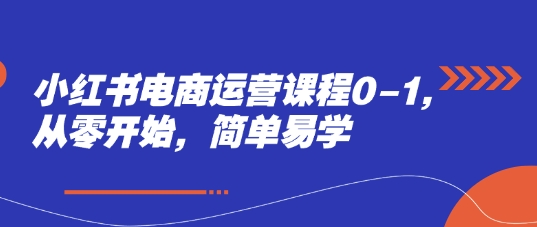 小红书电商运营课程0-1，从零开始，简单易学-全有网创