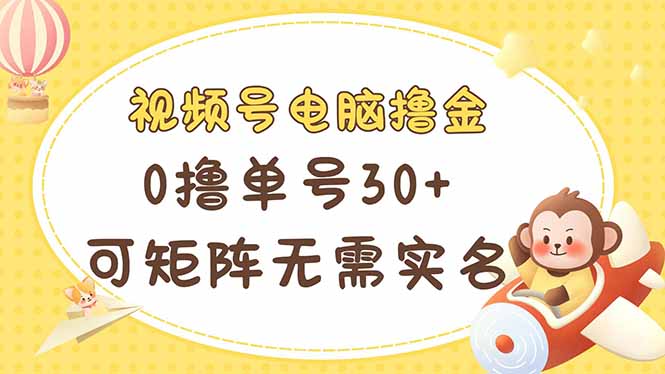 （14220期）视频号电脑撸金 0撸单号30+ 可矩阵 无需实名多号多得-全有网创