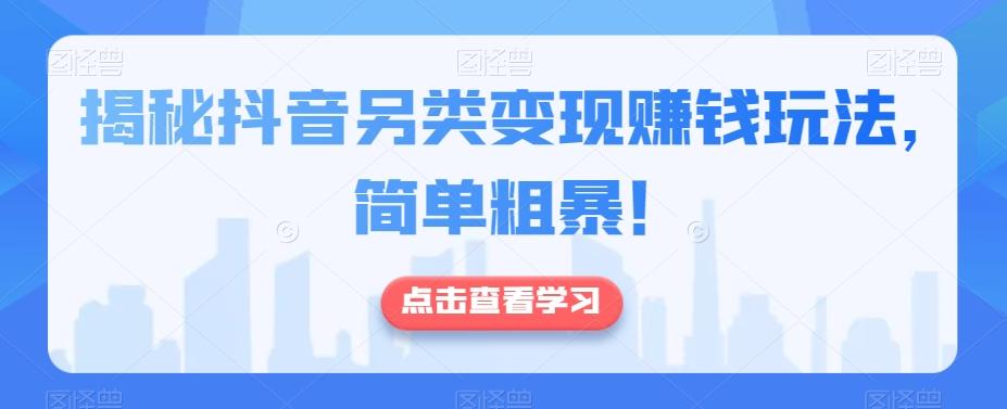 揭秘抖音另类变现赚钱玩法，简单粗暴！-全有网创
