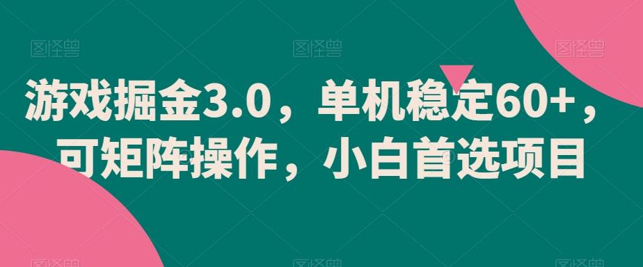 游戏掘金3.0，单机稳定60+，可矩阵操作，小白首选项目【揭秘】-全有网创