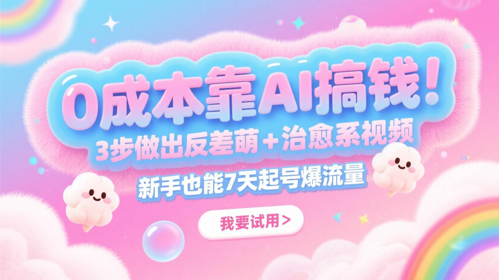 0成本靠AI搞钱！3步做出反差萌+治愈系视频，新手也能7天起号爆流量，月入5位数-全有网创