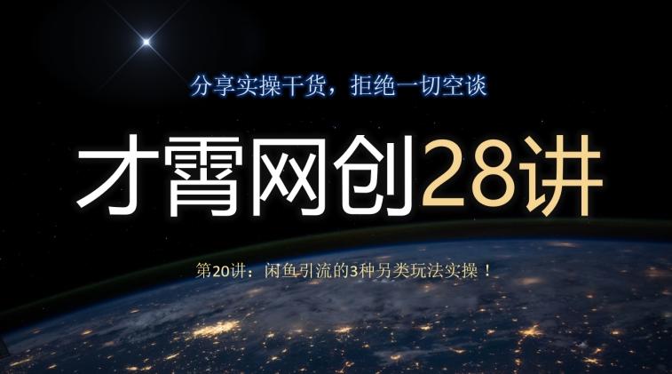 才霄网创28讲第20讲：闲鱼引流的3种另类玩法实操！-全有网创