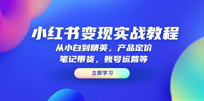 小红书变现实战教程：从小白到精英，产品定价，笔记带货，账号运营等-全有网创