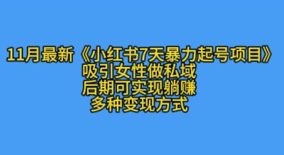 K总部落11月最新小红书7天暴力起号项目，吸引女性做私域【揭秘】-全有网创