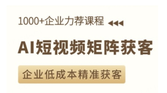 AI短视频矩阵获客实操课，企业低成本精准获客-全有网创