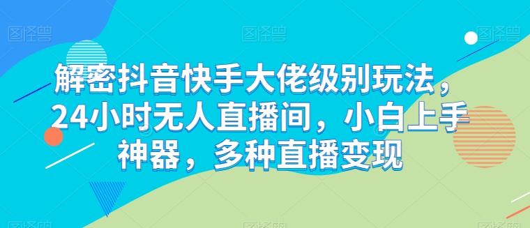 解密抖音快手大佬级别玩法，24小时无人直播间，小白上手神器，多种直播变现【揭秘】-全有网创