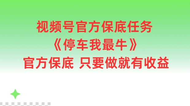视频号官方保底任务，停车我最牛，官方保底只要做就有收益【揭秘】-全有网创