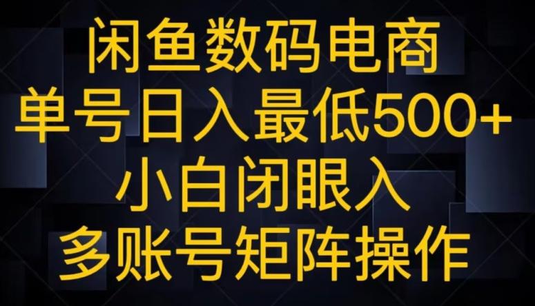 闲鱼数码电商，单号日入最低500+，小白闭眼入，多账号矩阵操作-全有网创