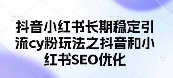 抖音小红书长期稳定引流cy粉玩法之抖音和小红书SEO优化-全有网创