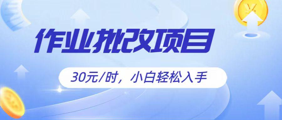 作业批改项目30元/时，简单小白轻松入手，非常适合兼职-全有网创