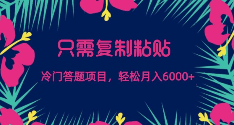 只需复制粘贴,冷门答题项目,轻松月入6000-全有网创