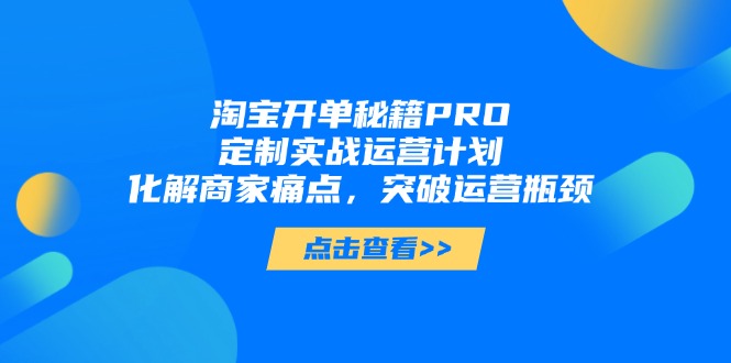 淘宝开单秘籍PRO,定制实战运营计划,化解商家痛点,突破运营瓶颈-全有网创