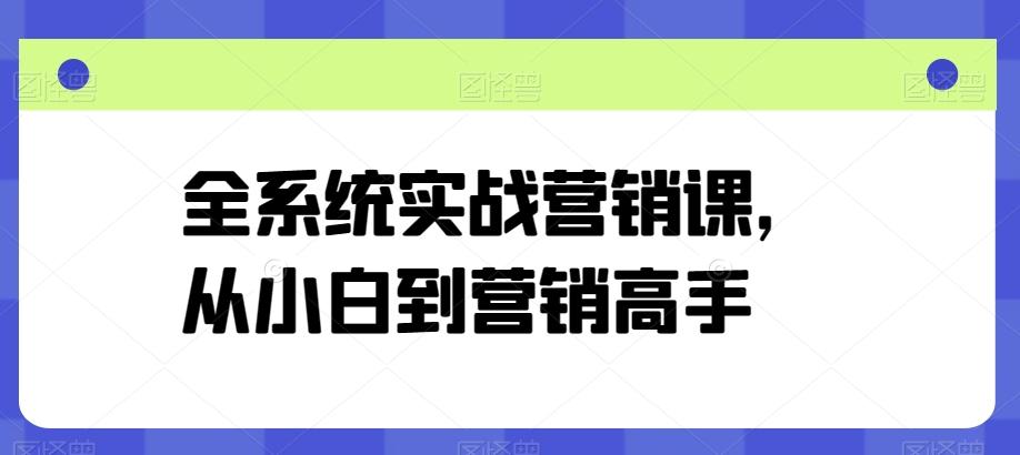 全系统实战营销课,从小白到营销高手
