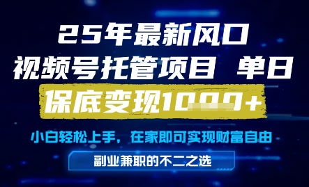 25年最新风口，视频号托管项目，单日保底变现1k+，手把手教学【揭秘】-全有网创