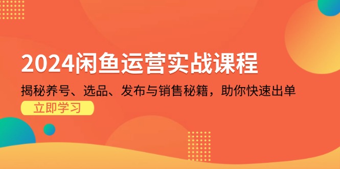2024闲鱼运营实战课程：揭秘养号、选品、发布与销售秘籍，助你快速出单-全有网创
