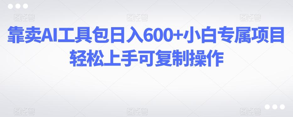 靠卖AI工具包日入600+小白专属项目轻松上手可复制操作-全有网创